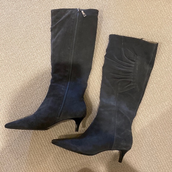 Talbots Shoes Talbots Grey Suede Kneehigh Heeled Boots Poshmark
